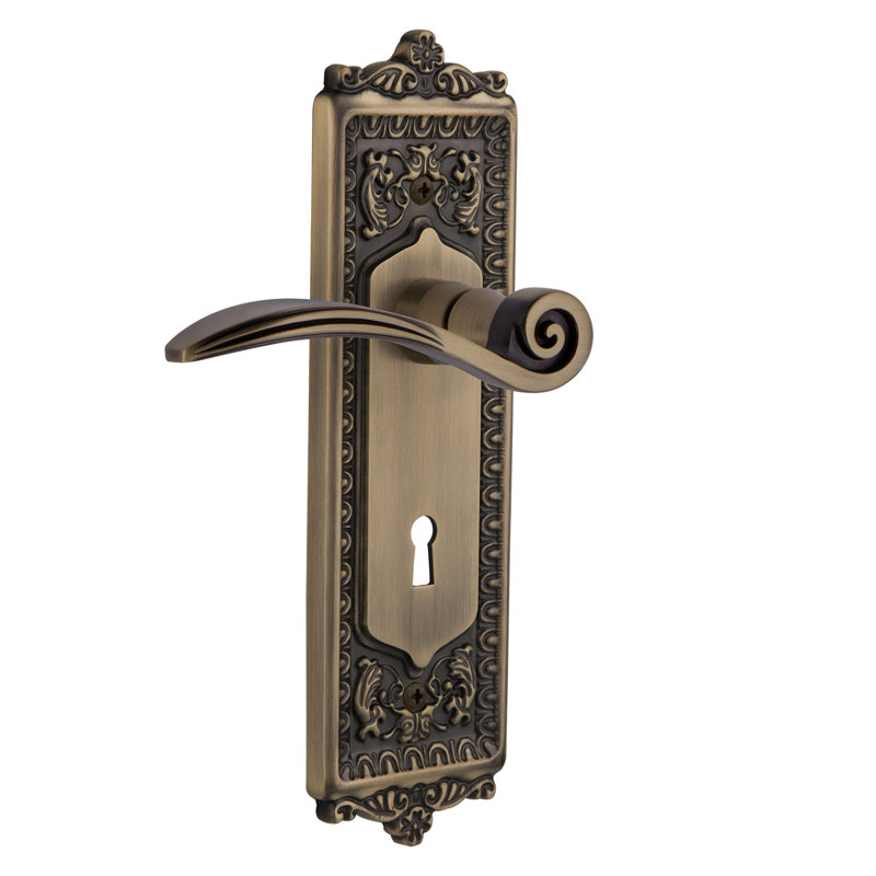 Nostalgic Warehouse Egg & Dart Plate Double Dummy with Decorative Keyhole and Swan Lever, Antique Brass