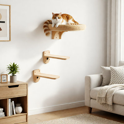 Lit mural pour chat avec 2 marches