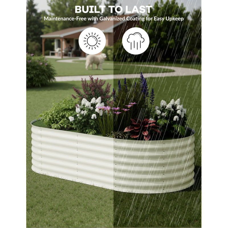 2 Pcs Raised Garden Beds Outdoor 6x3x2 ft - Galvanized Steel Planter Box for Vegetables, Flowers, Rust-Resistant Garden Box, Easy Assembly Raised Beds, Durable Planters for Outdoor Plants, Beige