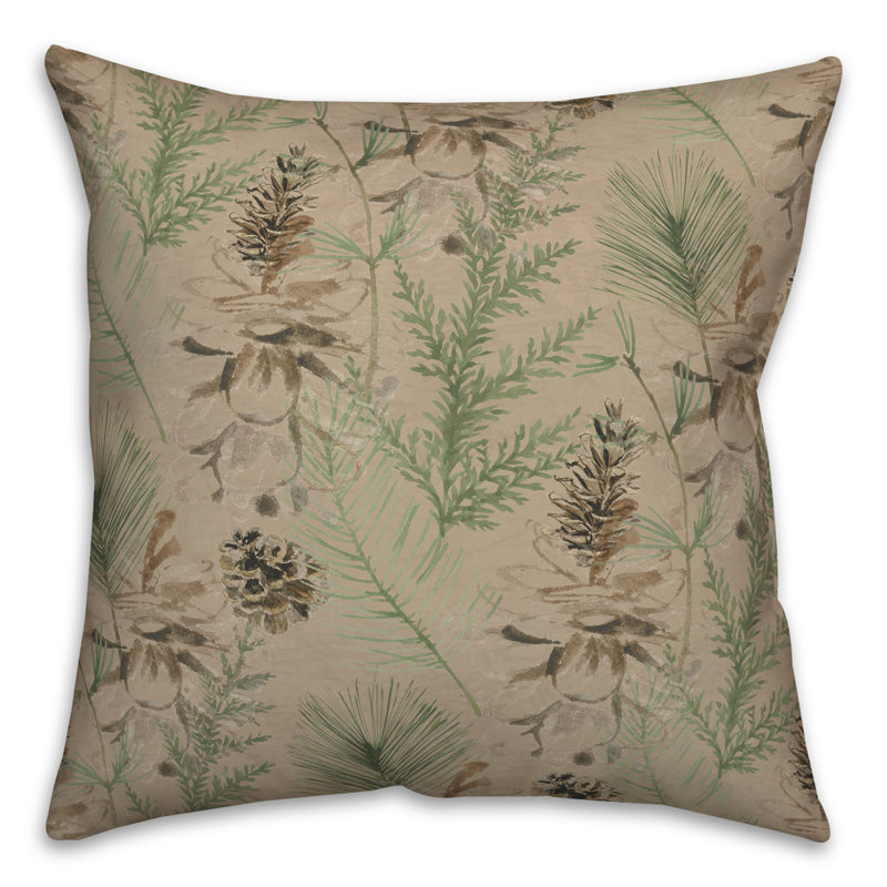  Floral Square Throw Pillow, Brown