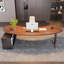 Bureau en bois de noyer massif en L avec 3 tiroirs-130075305-130075308