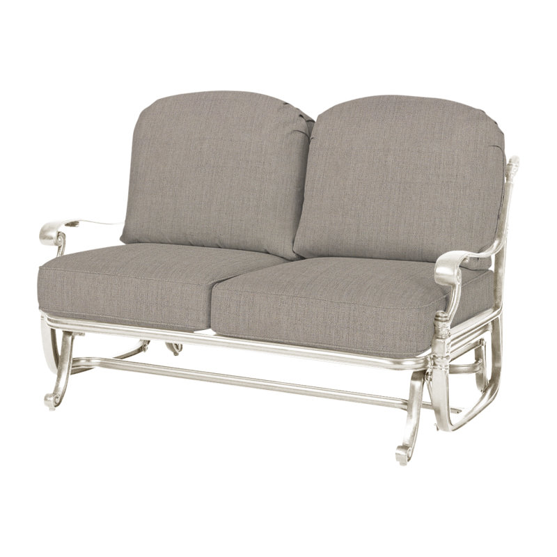 Florence Outdoor Loveseat Glider with Sunbrella Cushions, Cast Ash Sunbrella® Plainweave, Desert Bronze