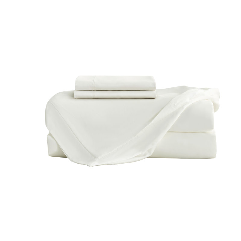 Queen Dove White Tencel Lyocell Silky Duvet Cover Set