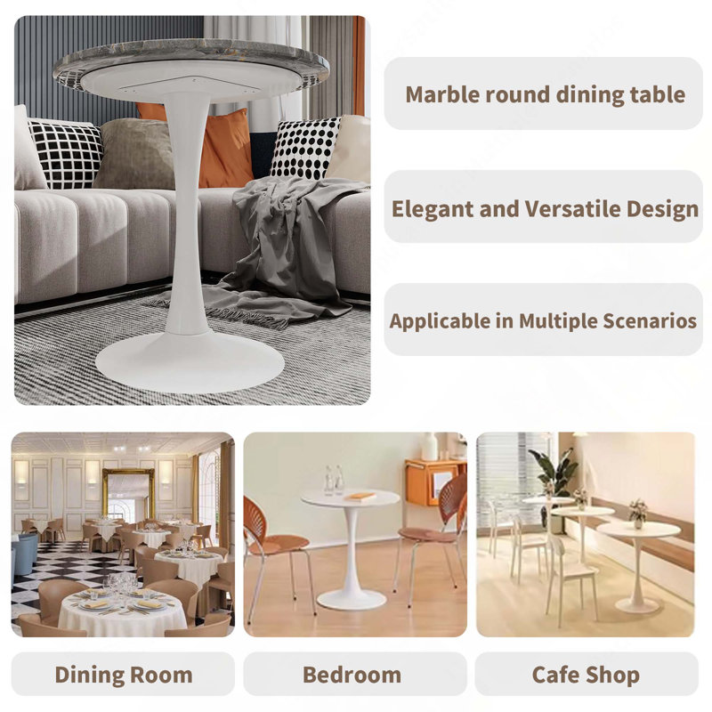 Table basse Mid-Century 27,6 po, White, Dark Gray