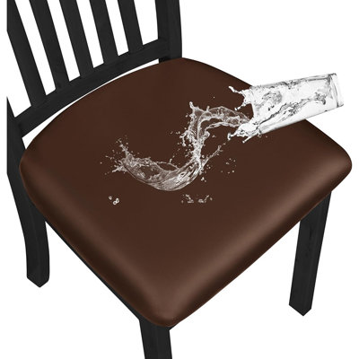 Housses de siège imperméables en cuir de polyuréthane - café - ensemble de 4, extensible, amovible