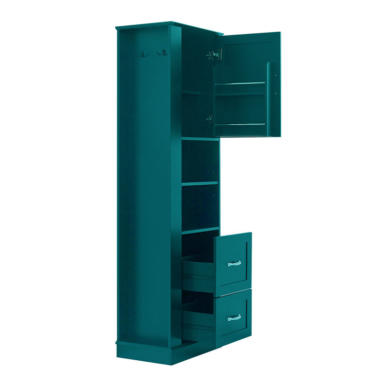 Grande armoire de rangement autoportante 67,8 po H avec tablettes réglables et 2 tiroirs, Green
