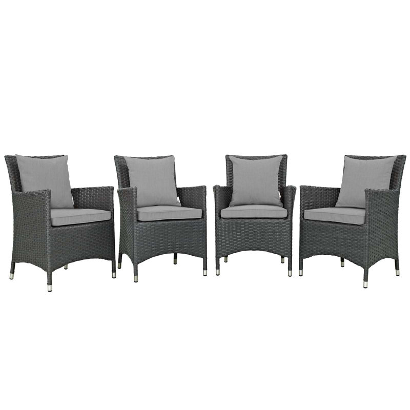 Modway Stopover Outdoor Patio Dining Chairs, Canvas Granite Sunbrella® Canvas