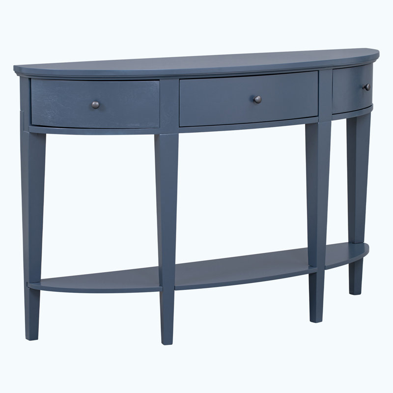 Modern Curved Console Table Sofa Table, Navy