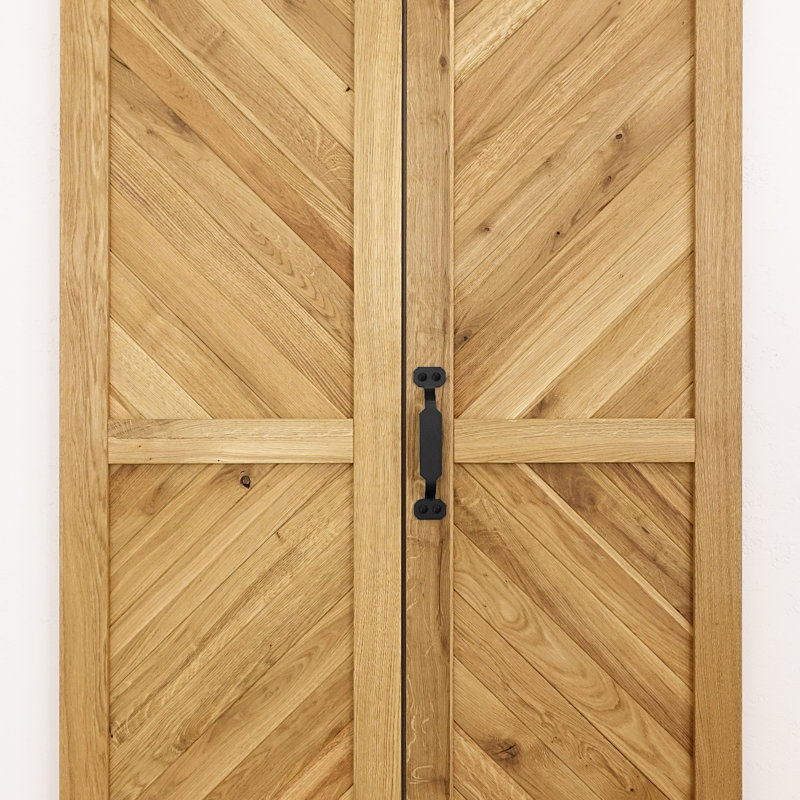 Solid Oak Barn Door with Single Bi-Folding System, Natural Oil