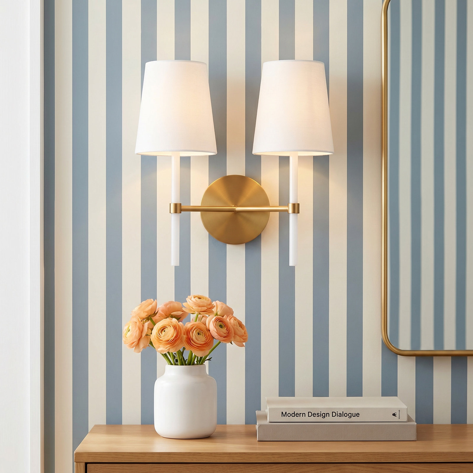 Tegan 2 Light Dimmable Armed Sconce, Burnished Brass