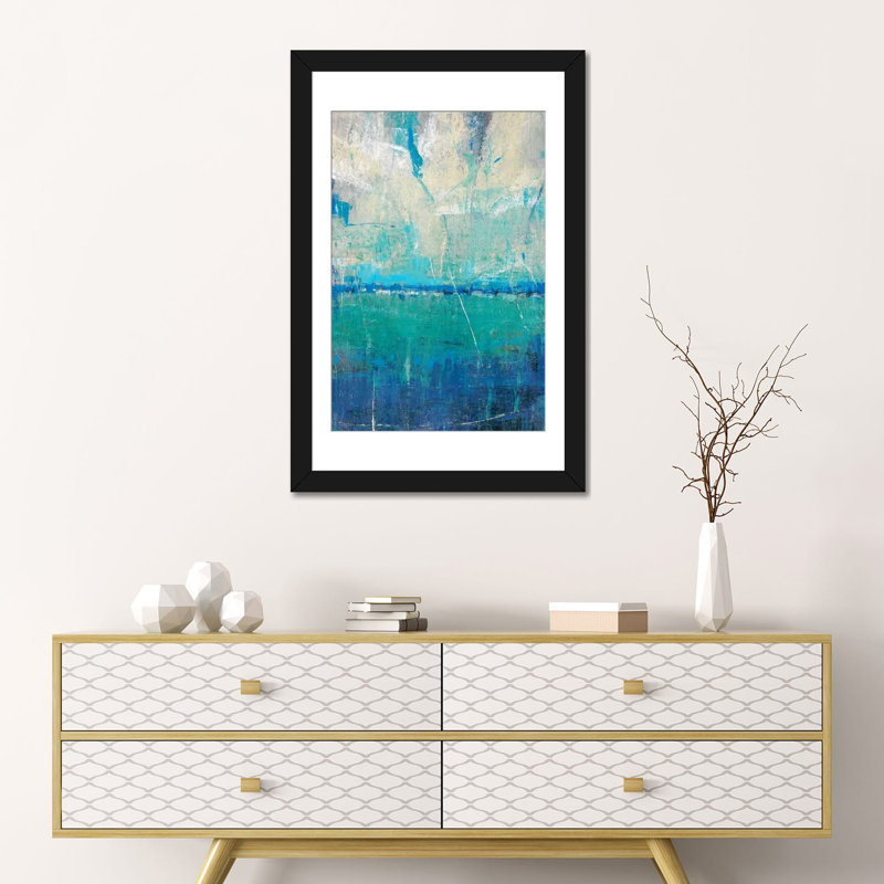 « blue mouvement ii », impression sur toile, H 24 po x l 16 po x P 1 po, Papier d'art encadré noir, Blanc