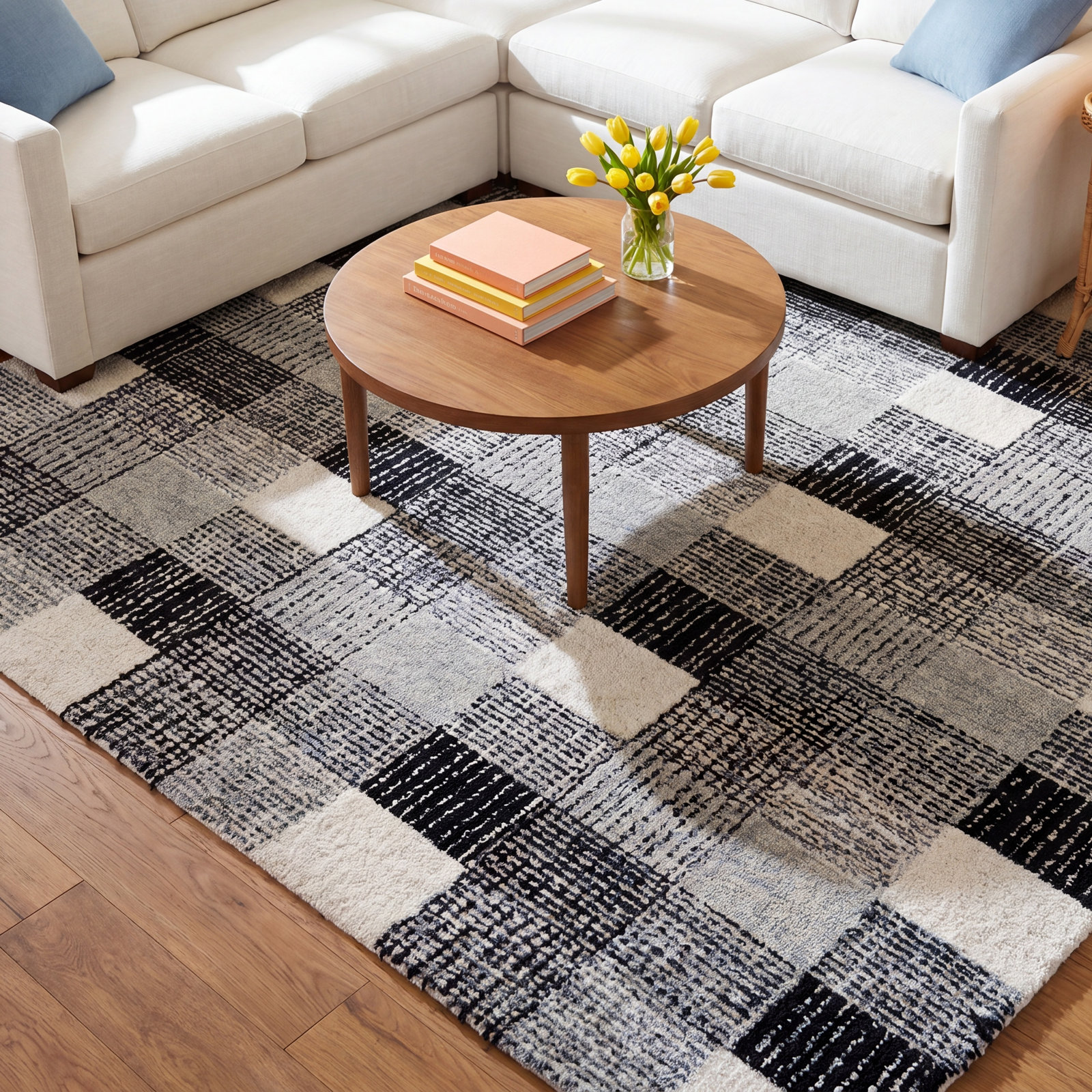 Hand-Tufted Wool Plaid Rug, Rectangle 4' x 6'