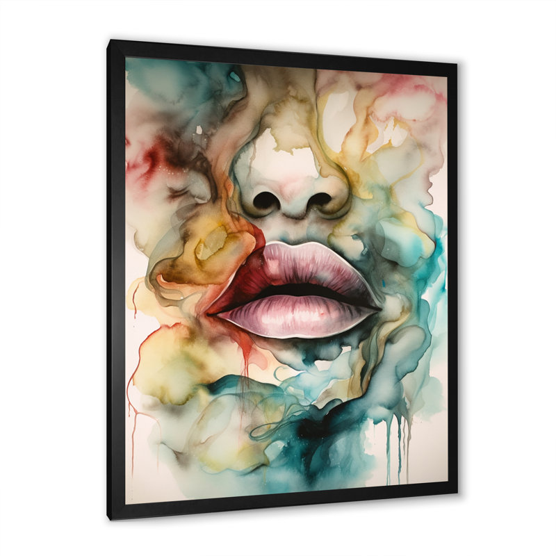 «Colorful Lips», reproduction sur toile, Cadre noir, H 32 po x l 24 po x P 1 po