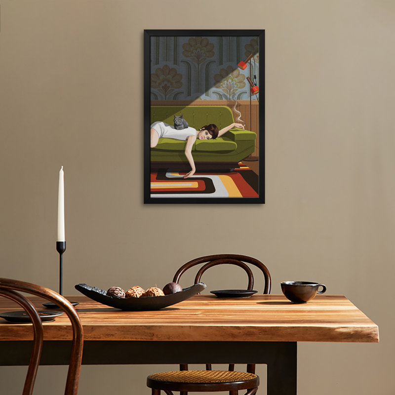 Waiting Game Premium Framed Poster by ArtCatIllustrated, 32" H x 24" W