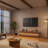 68" Fluted TV Stand with Dimmable Light, Media TV Console with Charging Station & Ample Storage