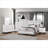 Queen Size Contemporary Low-Profile Panel Bed, Geometric Design Solid Wood Bedroom Furniture Finished in Crisp White-340877402-340877401