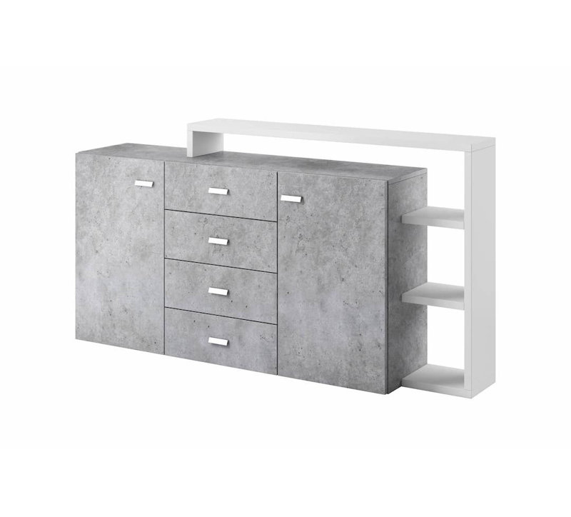 Behesh 180cm Sideboard, Concrete Grey/White