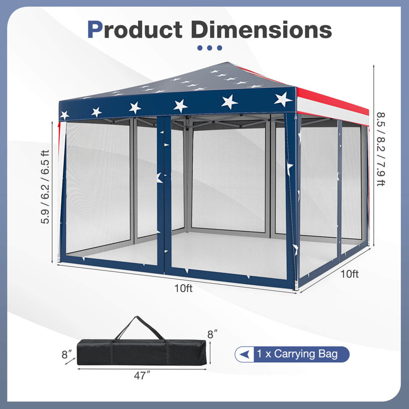 Costway 10'x10' Fodling Pop Up Tent Gazebo Canopy Mesh Sidewall