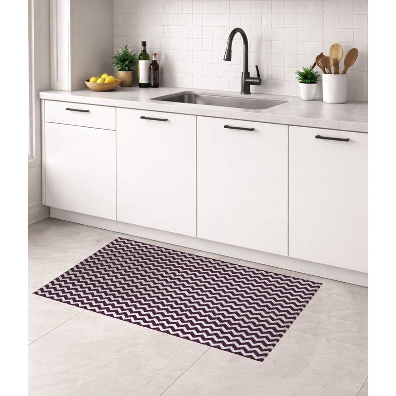 Tapis de cuisine Byrdhill, Rectangulaire 2 pi x 3 pi, Aubergine