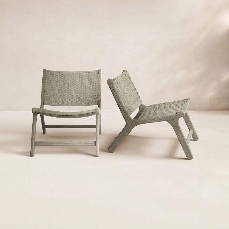Chaise de patio en teck Almira, Gris, Teck Driftwood