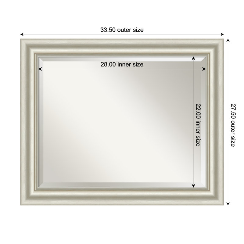 Miroir mural de salle de bain Sophia, Argent argent, 27,5 po x 33,5 po