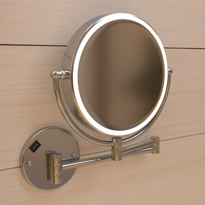 Anodized aluminum body round wall mount LED 7X magnified mirror