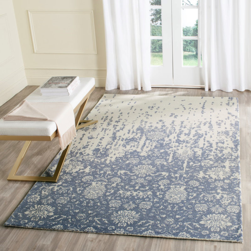 Ellicottville Restoration Vintage Hand Tufted Wool Floral Rug, Rectangle 5' x 8'