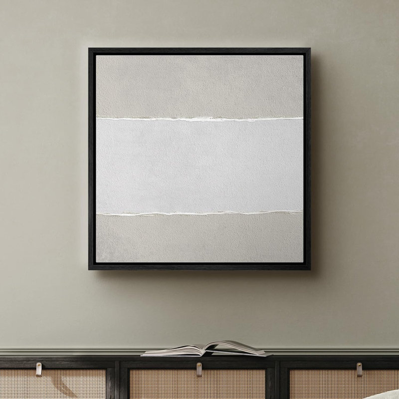 Motif géométrique à rayures géométriques sur fond gris, Noir, H 24 po x l 24 po x P 1,5 po
