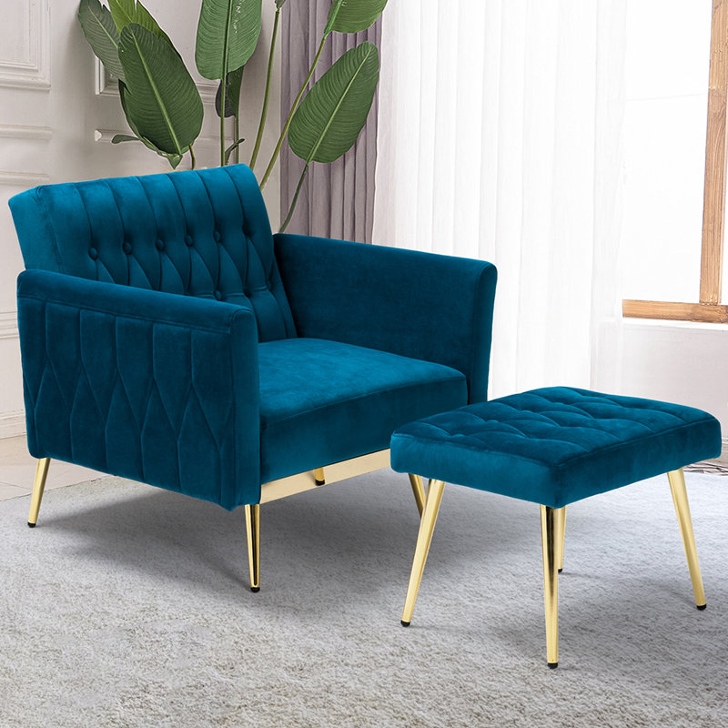 Fauteuil d'appoint Siemon, Velours sarcelle