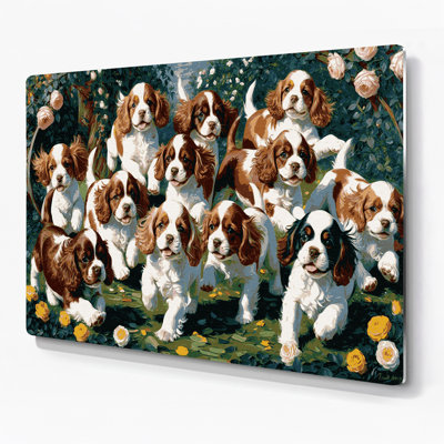 «Dogs English Toy Spaniel», art mural en métal noir