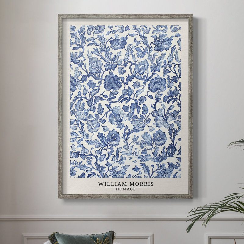 Imprimé encadré en bois massif de la série Dmcis de William Morris, H 15 po x l 12 po