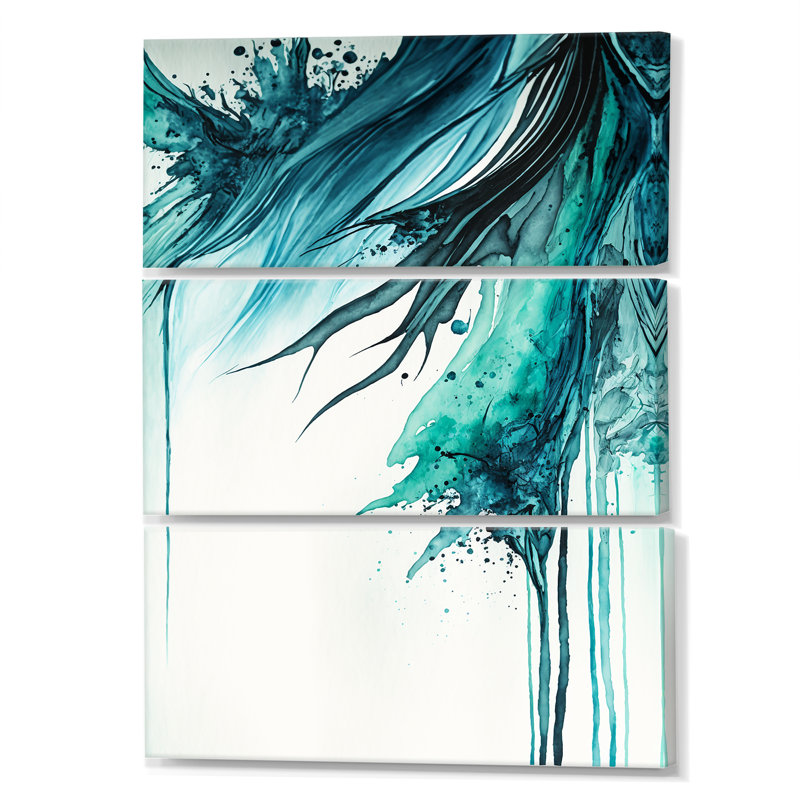 «Mondeja Tropical Turquoise Joyfulness VII», reproduction sur toile 3 pièces, H 28 po x l 36 po x P 1 po