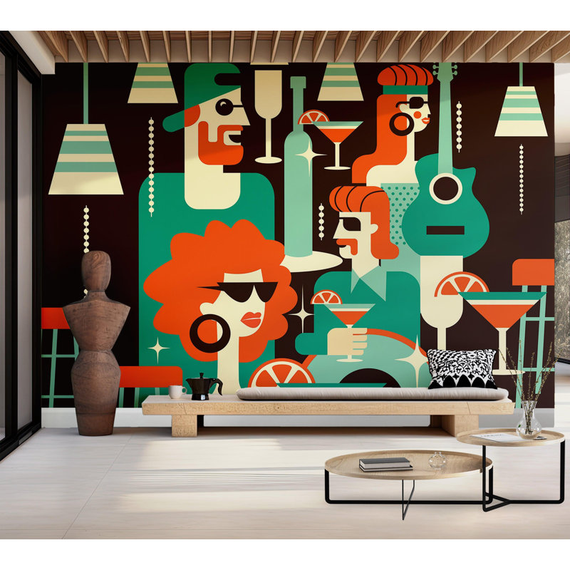Premium Wallpaper Wall Mural - Cocktail Party Scene, 96" L x 120" W