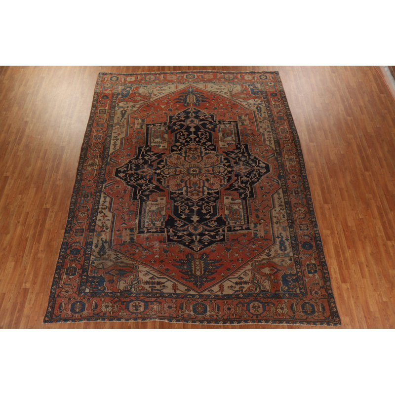 Tapis rouille en laine noué à la main de conception unique 10 pi 2 po x 13 pi 0 po avant 1900