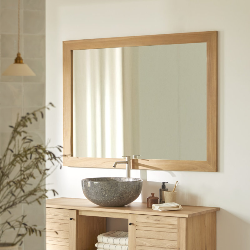 Tona Wood Wall Mirror, 90 cm H x 120 cm W x 3 cm D