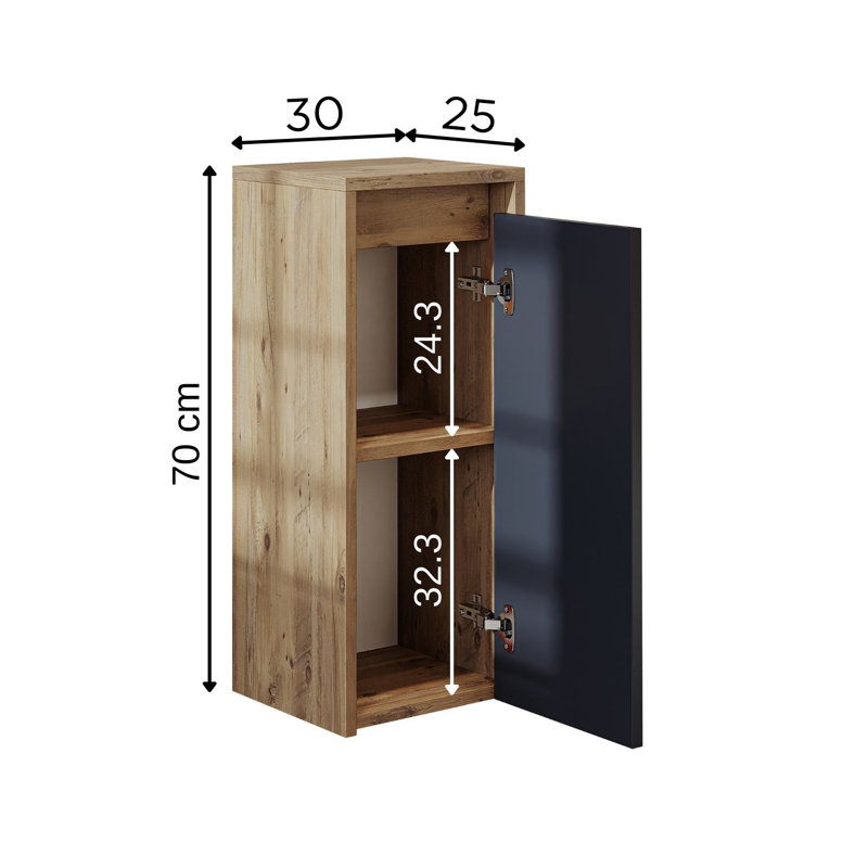 Bittencourt Bathroom Towel Storage Cabinet,  Anthracite/Oak