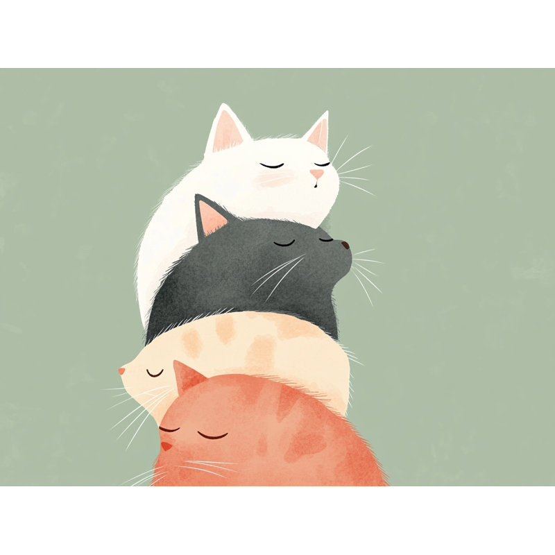 Gentle Companions - Chats calicots en harmonie, H 30 po x l 40 po