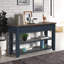 Console en bois de pin massif 48 po, table d'appoint moderne avec 3 tiroirs de rangement et 2 tablettes. Facile à assembler (bleu marine + plateau brun (ancien SKU: W120246667-1160974514-1160974515