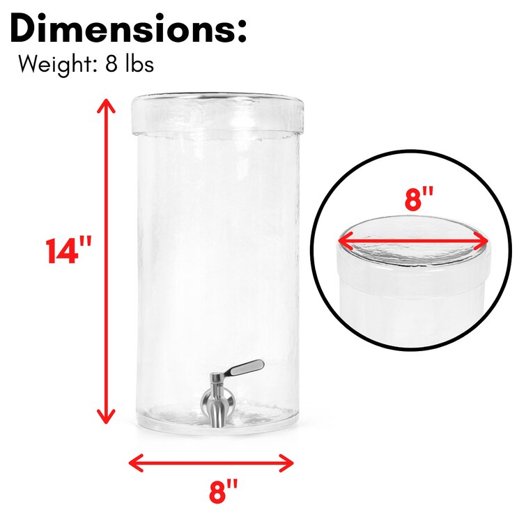 Prep & Savour 1.5 Gallon Hammered Glass Beverage Dispenser With