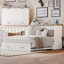 Structure de lit escamotable de style grand lit de style campagnard avec station de charge, cadre de lit plateforme pliable avec grand tiroir de rangement pour chambre d'amis, petit lit-652574210-652574220