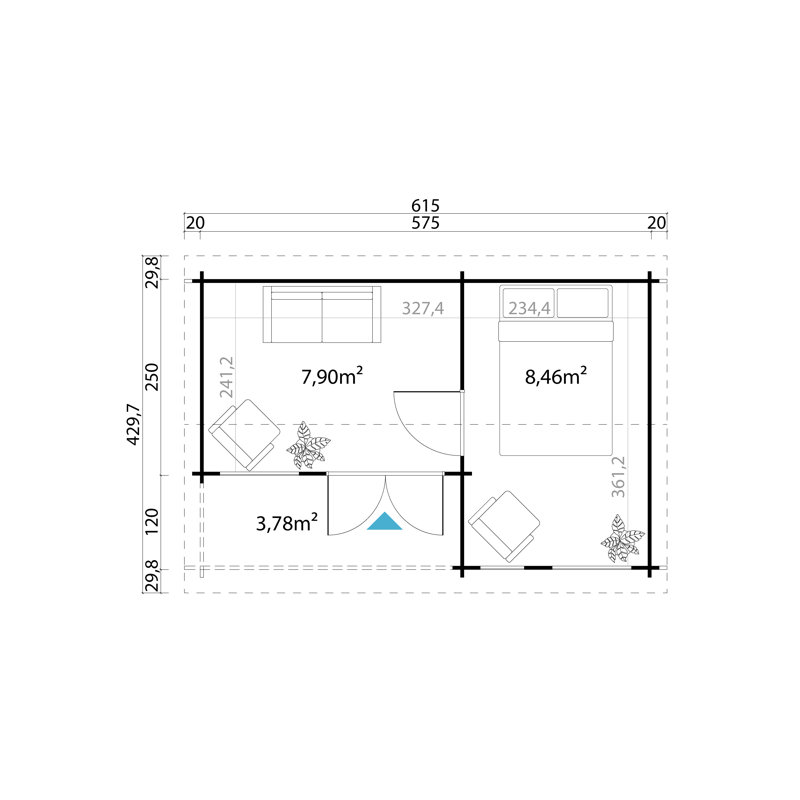 Lasita 19 x 12.5 Ft. Premium Log Cabin With Tempered Double Glazing (44mm)