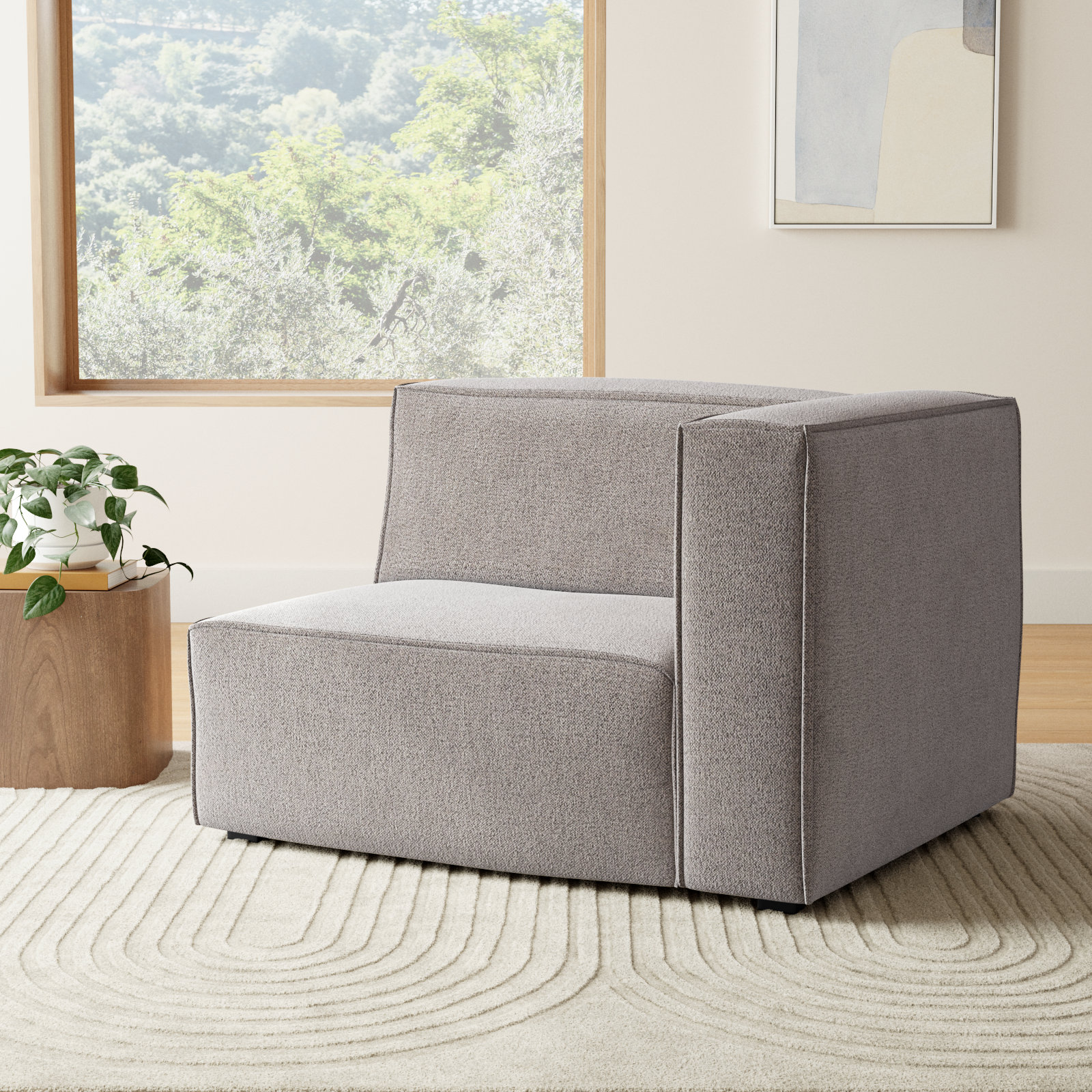 Shonnard Upholstered Armchair, Taupe Performance Boucle