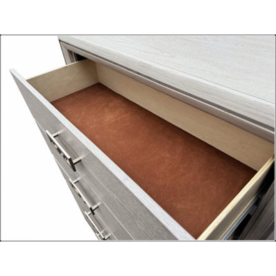 Commode 1Pc de style transitionnel avec glissières à roulement à billes, tiroirs à queue d'aronde anglaise et poignées en métal pour mobilier de chambre blanc rustique