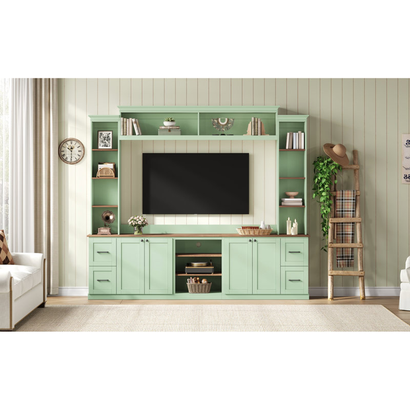 41 meuble audio-vidéo, meuble télé Mint avec tablettes réglables en noyer, console rétro élégante, tiroirs et plan de rangement pour installation murale