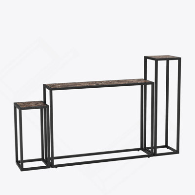 Three-Piece Set Of Narrow Console Tables, Ideal For Entrance Halls, Industrial Corridors, And Living Rooms, Providing Versatile Storage Solutions.