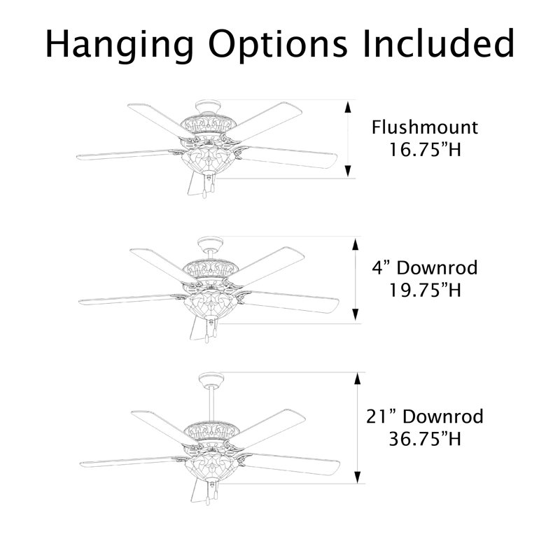 52'' Nevels 5 - Blade Magna Carta Ceiling Fan with Stained Glass Shade, Pull Chain, Violet