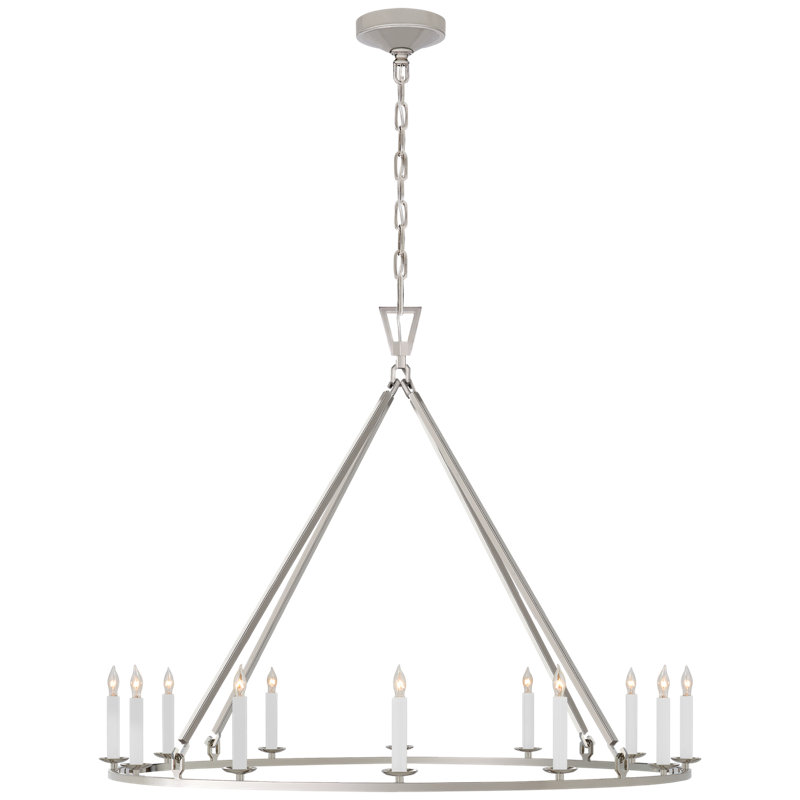 Chapman & Myers Darlana Medium Single Ring Chandelier, 31.5" H x 40" W x 40" D, Polished Nickel