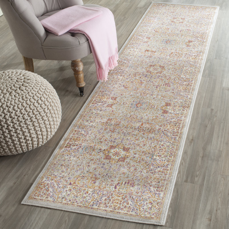Tapis oriental argenté / ivoire Beausejour Sevilla, Tapis de couloir 2 pi 1 po x 6 pi