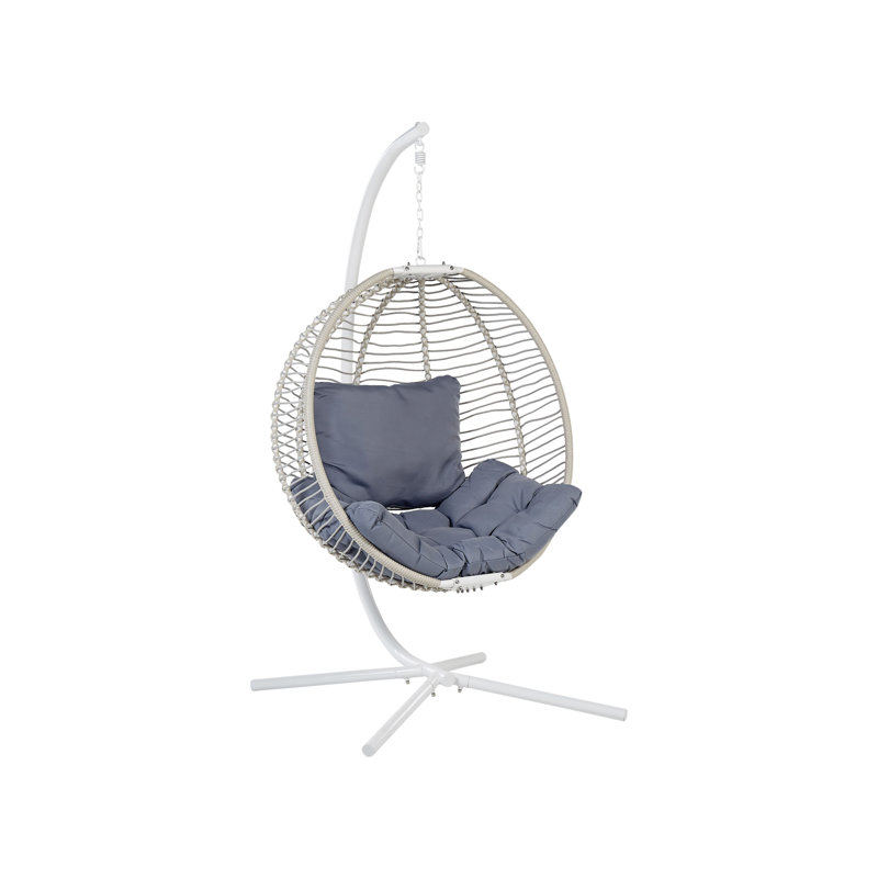 Laytonville Egg Chair with Stand, White, Grey