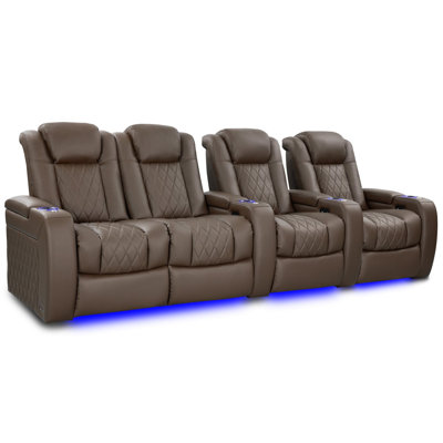 Upholstered Home Theater Seating with Cup Holder